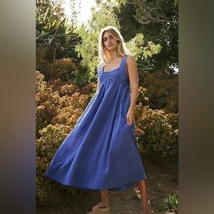 Free People Delphine Midi Dress Small in Birdsong Blue